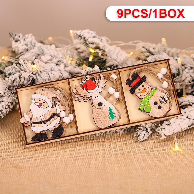 Wooden Christmas Pendant Merry Christmas Decoration for Home 2025 Navidad Xmas Tree Hanging Ornaments Kids Gifts New Year 2025