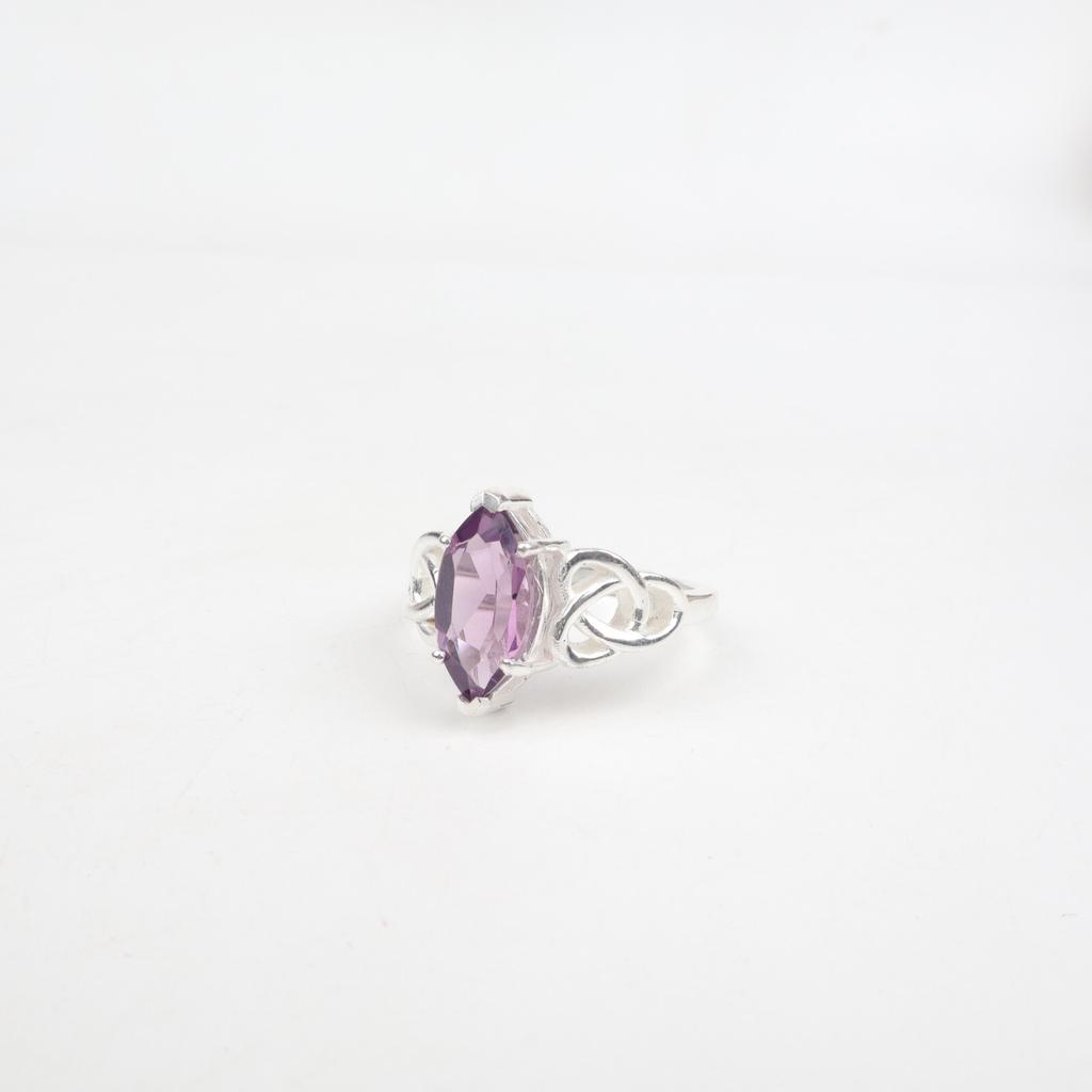 Seltener Amethyst Edelstein 925 Sterlingsilber Schmuck Böhmischer Ring Geschenk für Ehefrau CZR-5-7