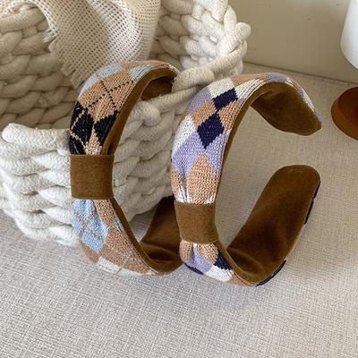 Squisita Fascia a Nodo in Lana a Quadri per Donne e Ragazze Imbottita Internamente in Flanella Autunno Inverno Copricapo Casual Femminile