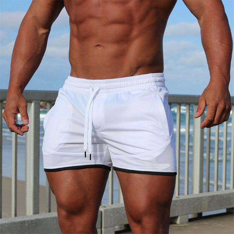 

Mens Casual Drawstring Beach Shorts With Pockets M белый