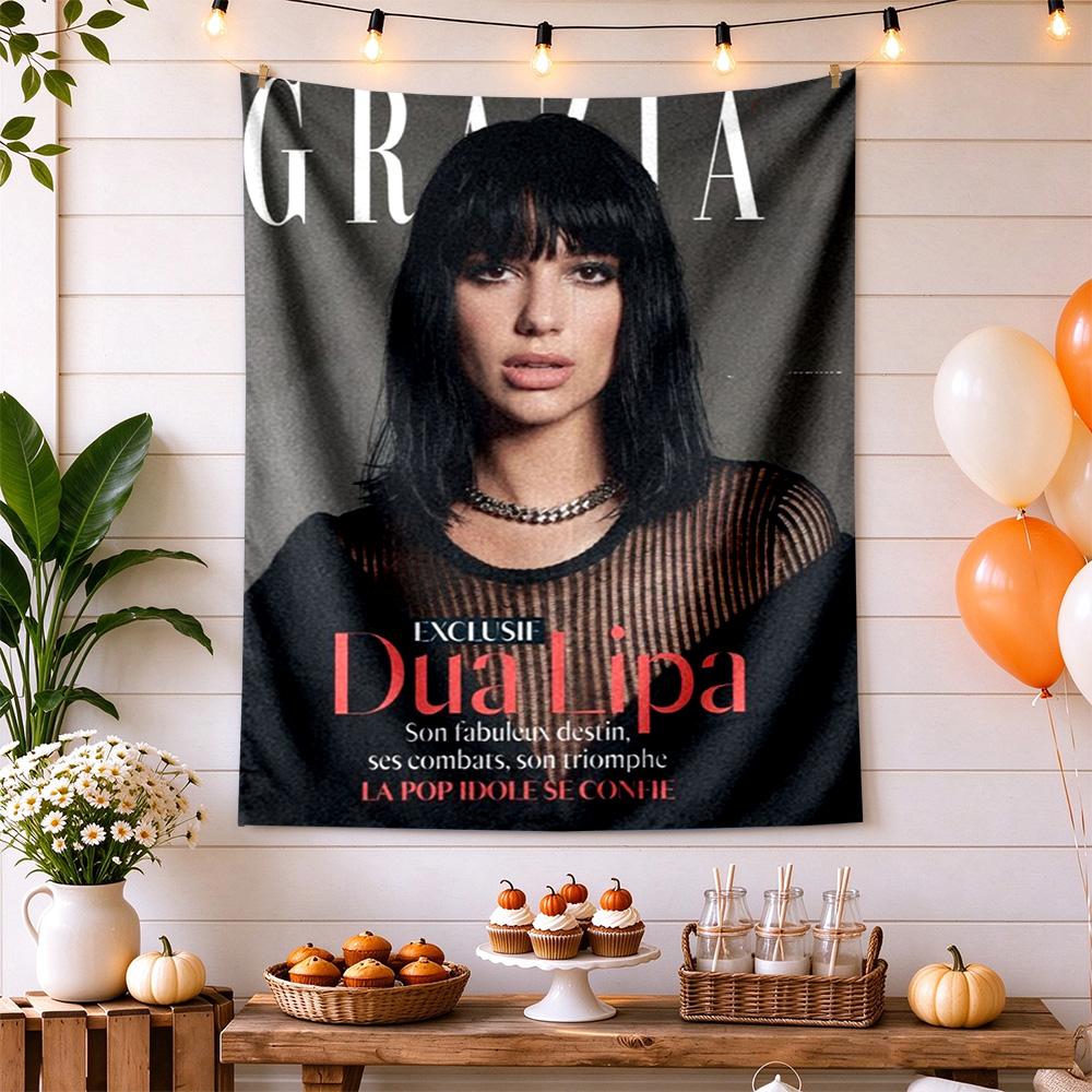 Dua Lipa Wall Tapestry Rustic Farmhouse Suitable for Bedroom Reading Corner Dorm Wall Indoor Hand Painted Style Perfect Gift for Dorm Roommate