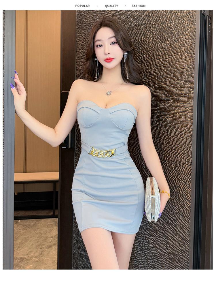 Sexy women's temperament tube top dress hip wrap summer nightclub work clothes work clothes