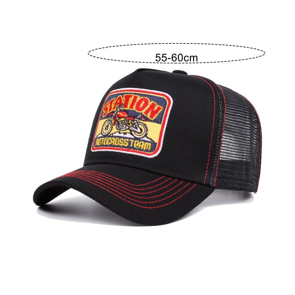 Adjustable Fishing Cap Motorcycle Embroidery Mesh Trucker Hat Fashion Baseball Cap  For Man Women