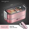 Bento Lunch Box a Doppio Strato in Acciaio Inossidabile, Contenitore Adatto al Microonde per Ufficio e Studenti