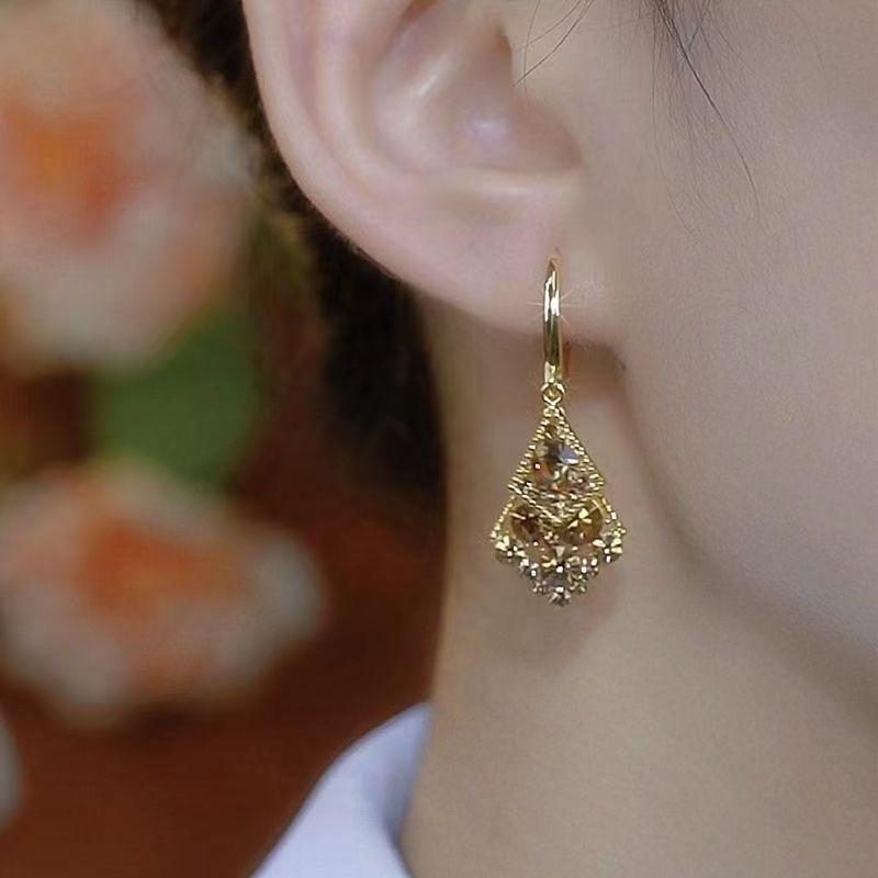 Elegante braune Doppelschicht-Zirkon-Ohrringe: Leichter Luxus, Exquisites Design für Frauen