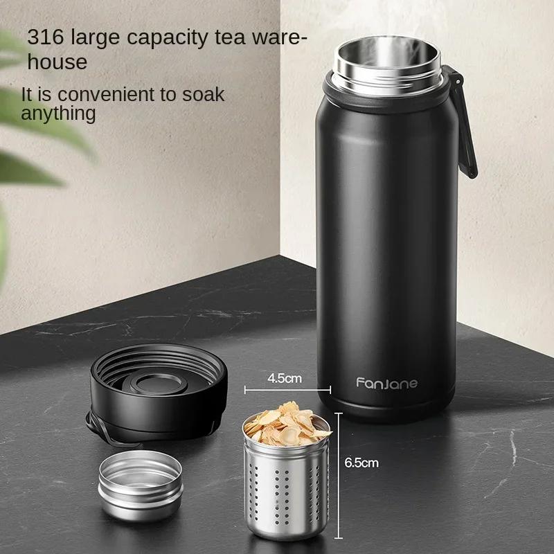 FANJANE Movable Tea Filter Thermos Coffee Bottle Cup with Magnetic Infuser Tea Maker Stainless Steel Vacuum Flask Keep Cold Hot