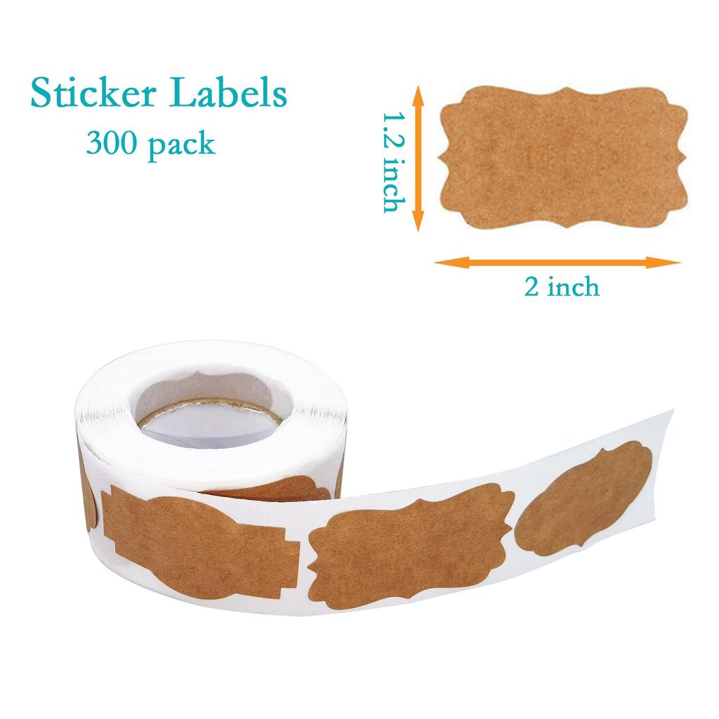 Natural Brown Kraft Paper Gift Tag Stickers Roll 300 Labels Festival Birthday Gift Tag Label Holiday Gift for Thank You Sticker Label