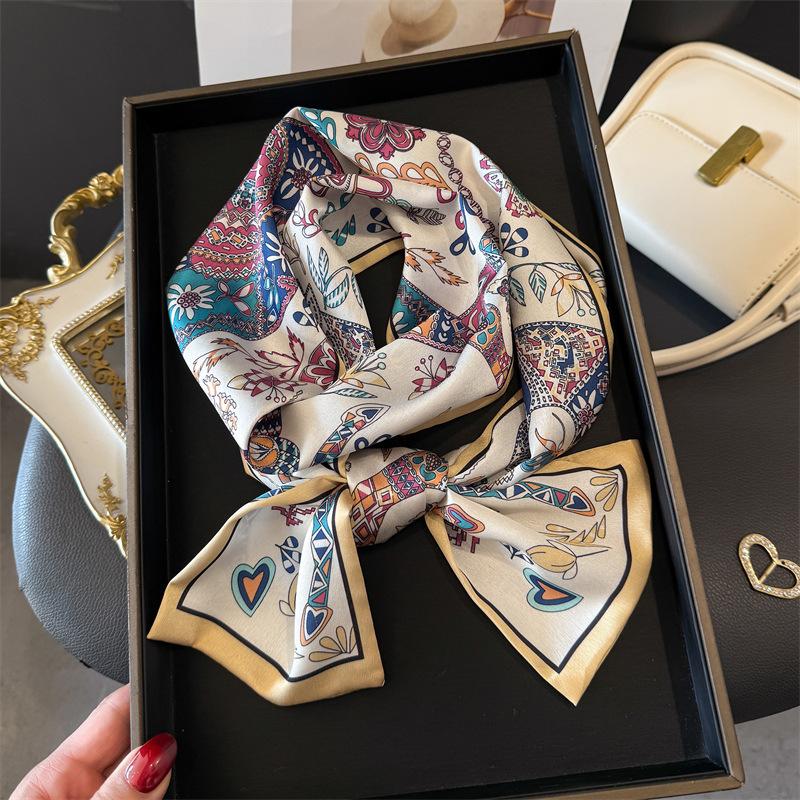 New Fashion Skinny Silk Scarf for Women Hair Ribbons Headbands Bandana Female Bag Wrist Wrap Neckerchief Foulard Neck Ties