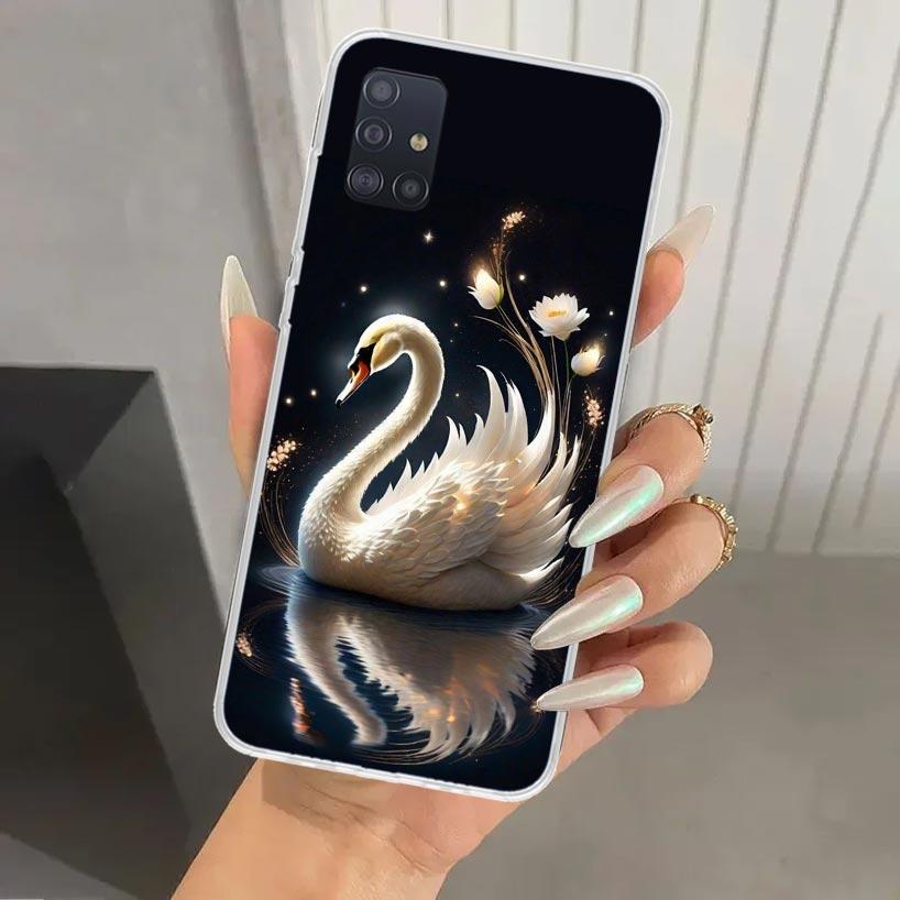 White Swan Grace Art Phone Case for Samsung Galaxy A52 A32 A22 A12 A02S A50S A30S A10S Note 20 Ultra 10 Plus S10 A31 A20 A71 A72