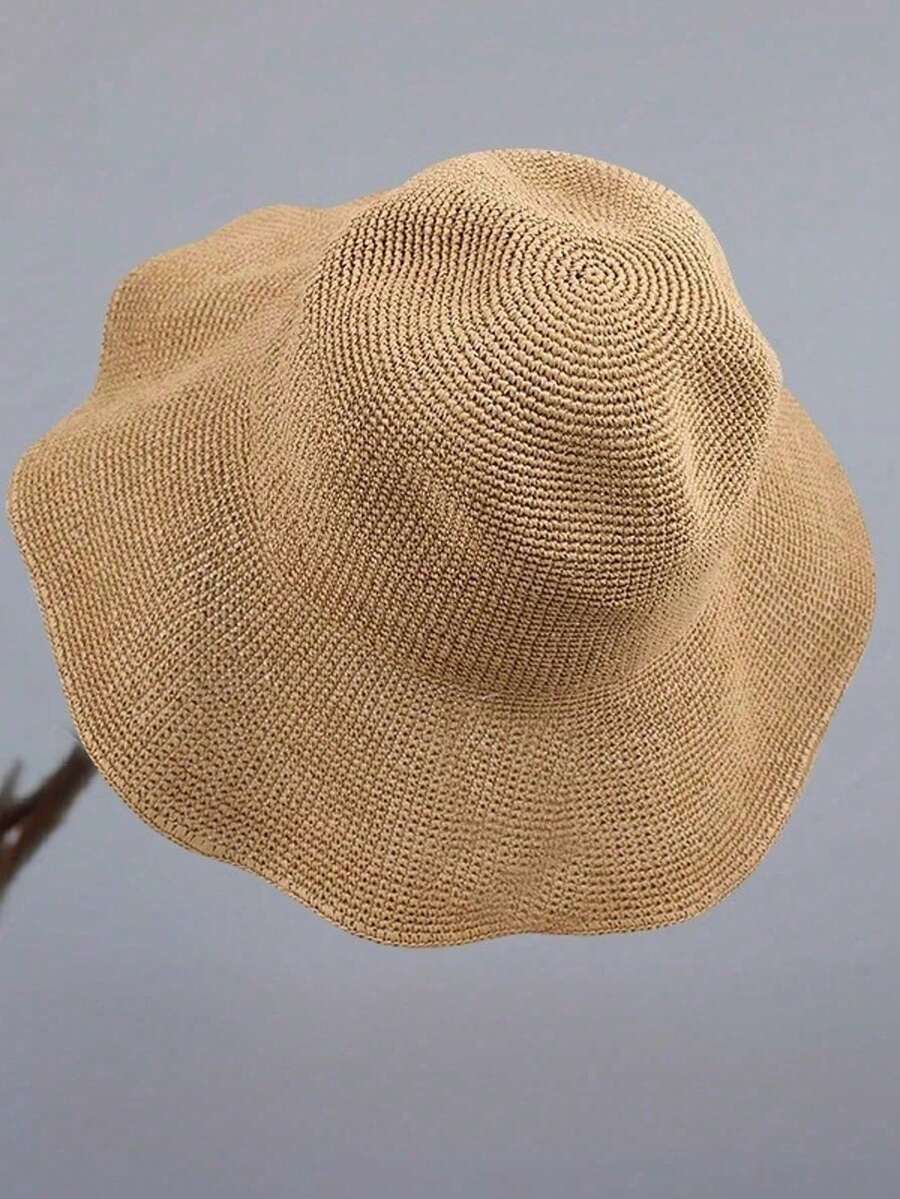 Zealous Sole Women's Camel Classic Straw Braided Sun Hat For Wide Brim Beach Hat, Uv Protection, Summer Casual Dome Hat