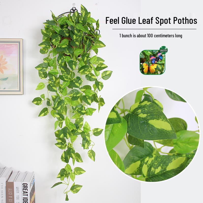 Artificial Pothos & Spider Plant Rattan Vine Wall Hanging for Indoor/Outdoor Decor