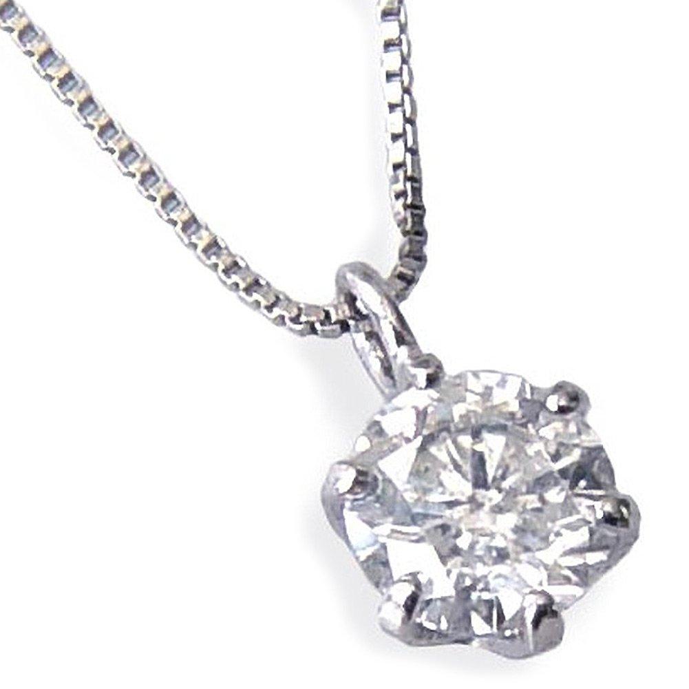 

Box for You and Platinum Pt900 Diamond Necklace UP Pendant Single SI2 Grade G Color Front and Back Good [Jewelry Me] 0.20ct Cut/4084 [Birthstone