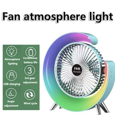 USB Nabíjení Barevná Lampa Běžící Kůň Stojící Ventilátor Mini Přenosný Nabíjecí Malý Ventilátor Smyčka Tichý Nízká Hlučnost Atmosférické Světlo