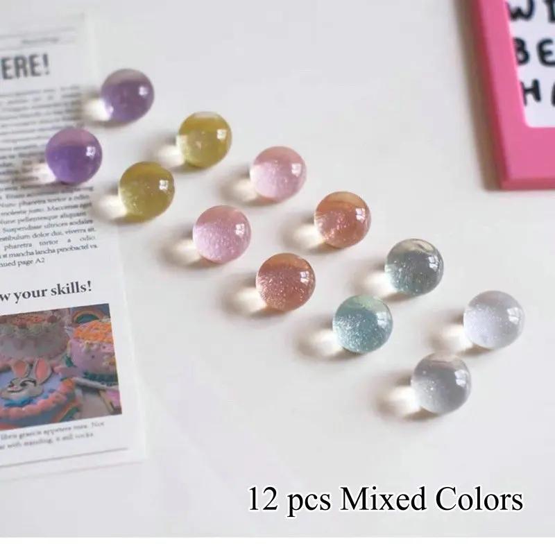

6/12 шт 15 мм блестящие круглые смоляные полусферы для холодильника, наклейки для домашнего декора, записки, магнитные украшения, подарок