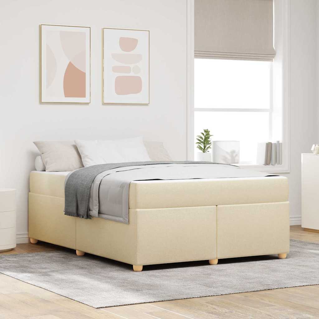 Bed Frame with Mattress Cream 140 x 200 cm Fabric