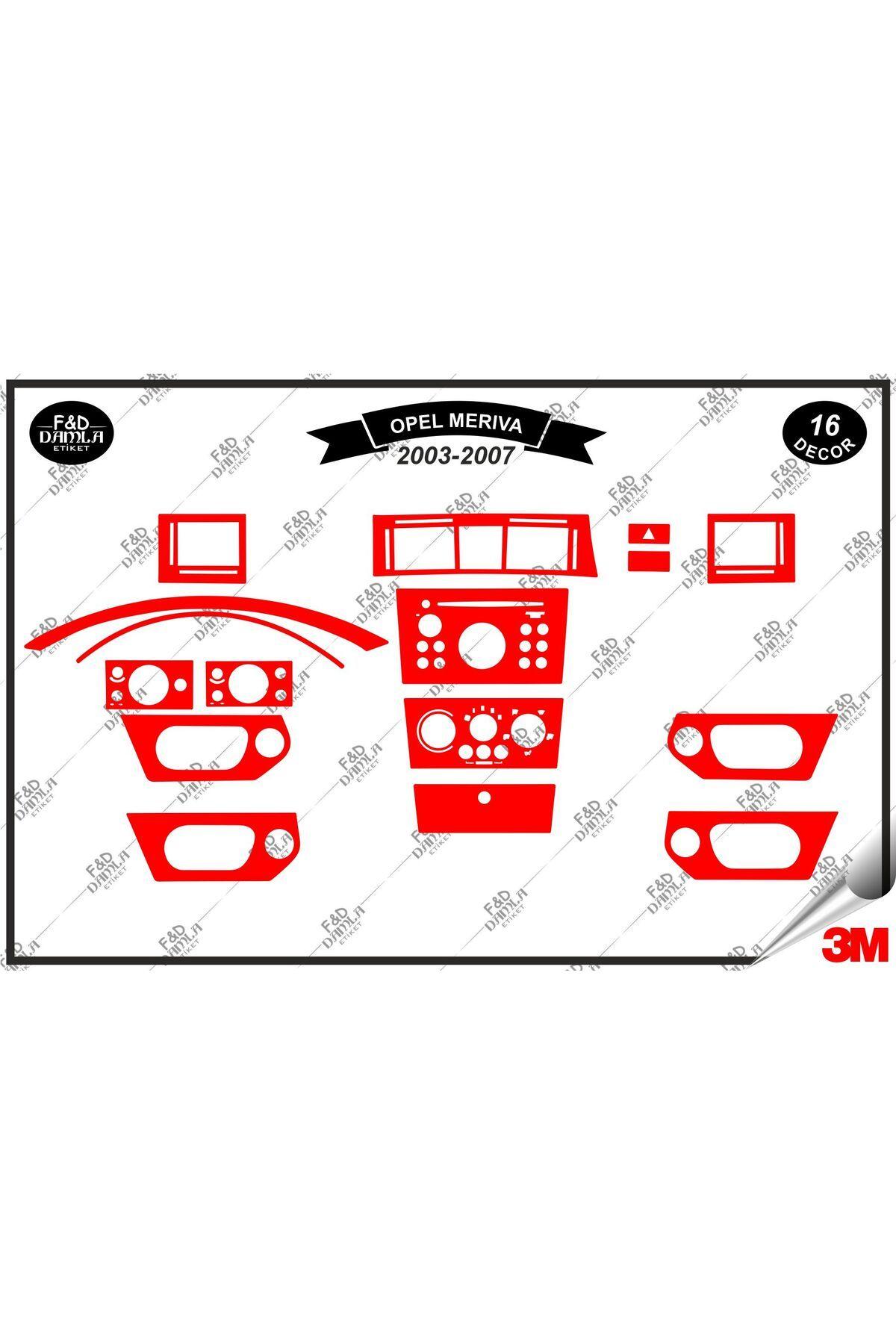 

Opel Meriva 2003-2007 Torpido Konsol Trim Göğüs Maun Kaplama Set 16 Parça Kırmızı
