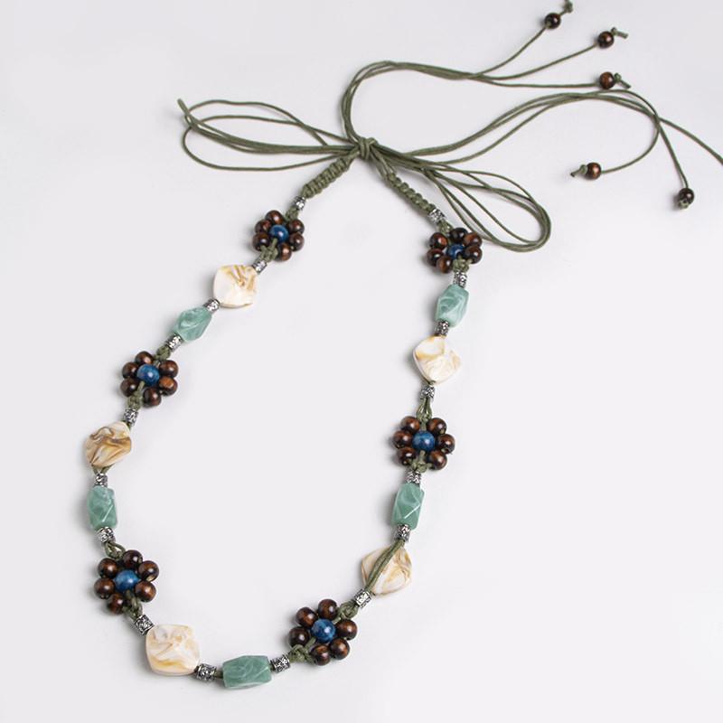 Bohemian Style Handwoven Waist Rope Belt With Ethnic Design And Adjustable Knot For Summer Wear