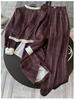 Autumn 2025 Women's Retro Plaid V-Neck Top with Wide-Leg Pants Suit