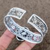 Chevron Amethyst Gemstone 925 Sterling Silver Cuff Bangle Adjustable KKG-773