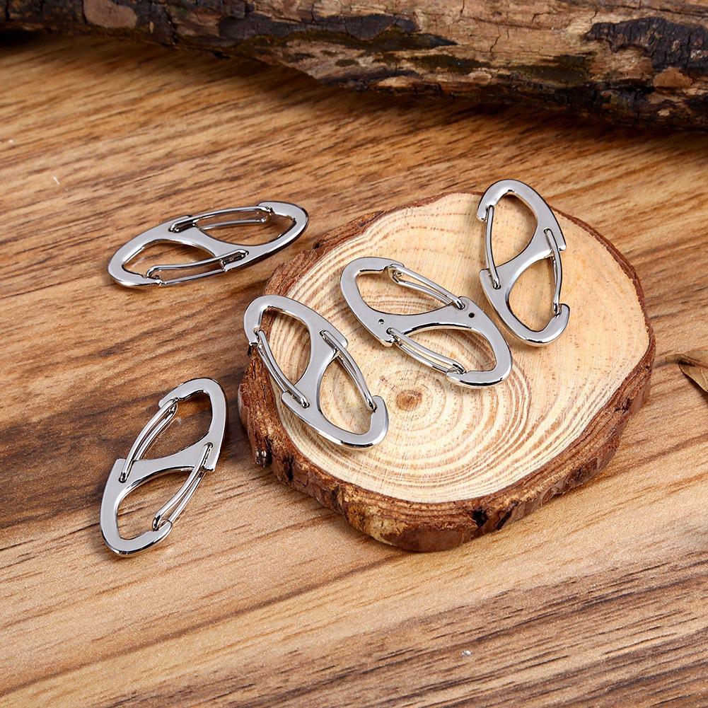 5PCS Alloy Metal Electroplate Camping Carabiner Keychain Quick Release Clip Key  (black)