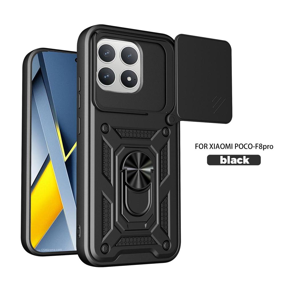 Sliding Camera Cover for Xiaomi Poco F8 Pro with Stand Anti-Fall Drop Protection Phone Case