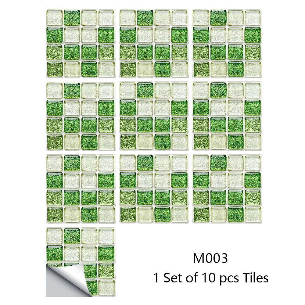 10Pcs/Set Self-Adhesive Mosaic Style Simulation Tile Wall Stickers Living Room Kitchen Bathroom Beautiful Seam Stickers Home Decorating Supplies