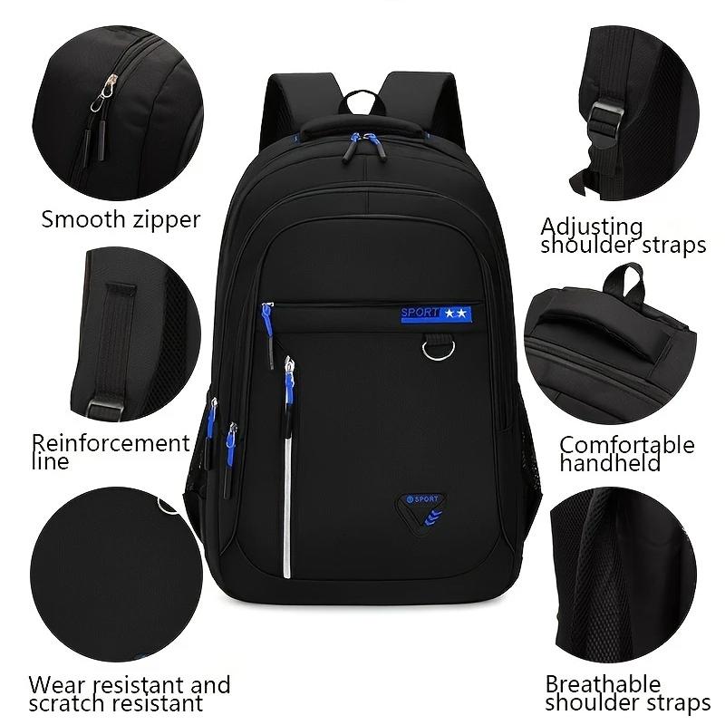 Trendy Sporty Black Backpack with Multi-Color Details for Daily Use Commute School Travel Practical Durable High-Capacity Bag