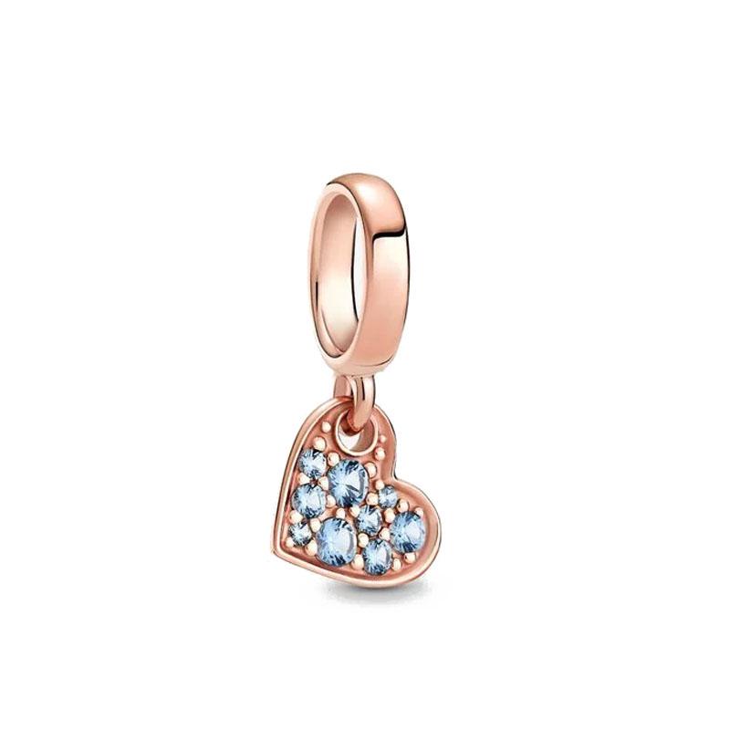 Rose Gold Series Heart-Shaped Beads Pendants Flower Clip Copper Appropriate For European Genuine Bracelets Do-It-Yourself Elegant Jewellery