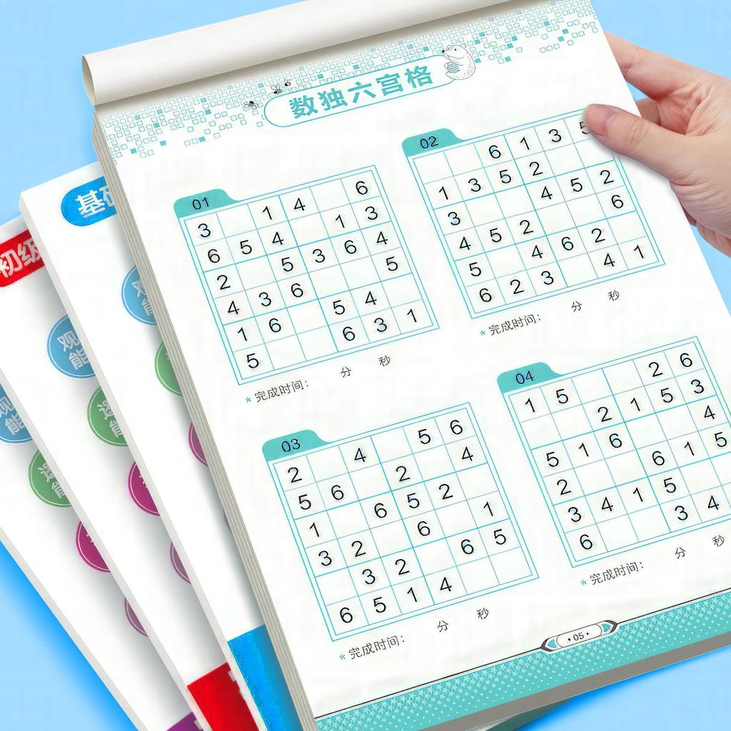 Kids Sudoku Puzzle Book 4x4 6x6 9x9 Grids Children Concentration Training Educational Toy Book for Elementary Students