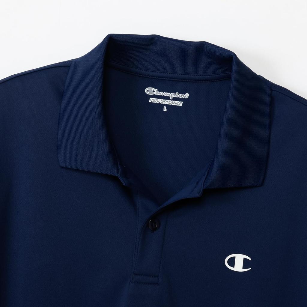 Champion Short Sleeve UV Quick One Point POLO SHIRT BASIC SPORTS Dark Navy T-Shirt, Protection, 100% Polyester, Antibacterial, Deodorizing, Drying,