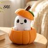 Small Ghost Ornament 3D Printed Pumpkin with Removable Figurine, Creative Halloween Desktop Office Desk Decoration, Cute Statue for Home Tabletop