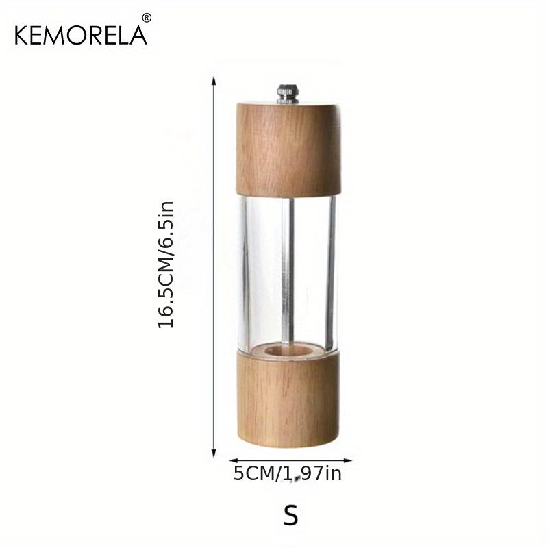 KEMORELA Premium Acrylic Salt and Pepper Grinder Manual Salt and Pepper Mills Wooden Shakers with Adjustable Core-Salt Grinder
