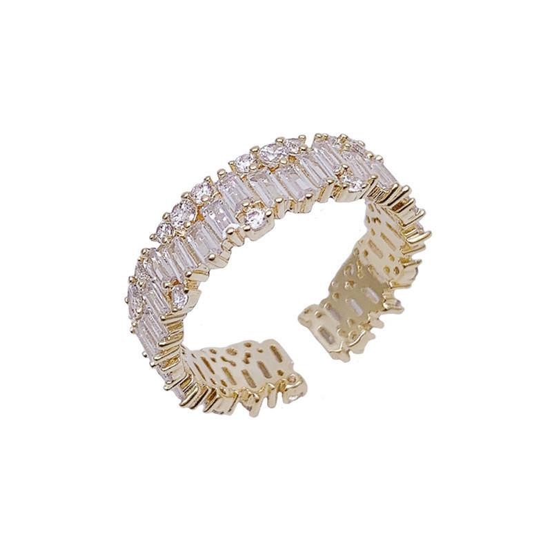 And Fashionable Versatile Copper Ring With Glittering Zircon Stones For Trendy Women