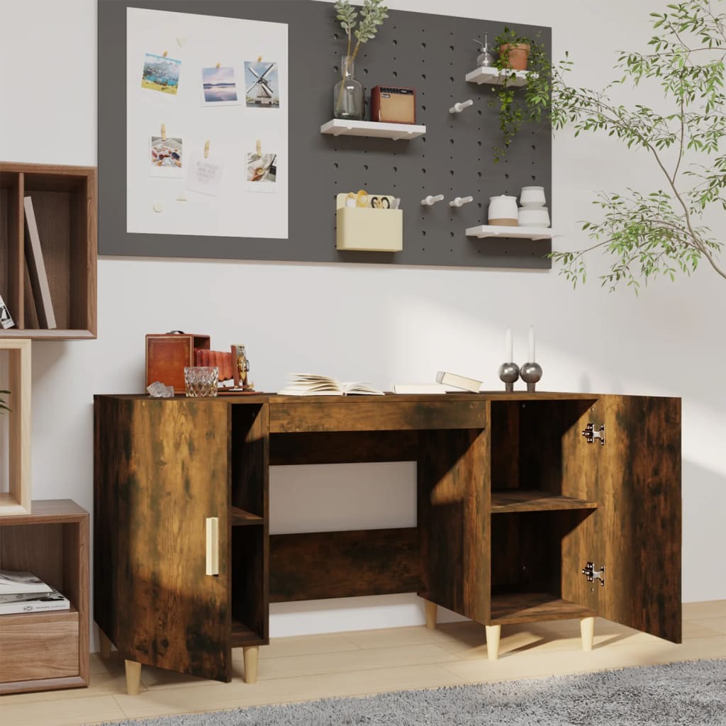 Vidaxl Desk, Smoked Oak, 140X50X75 Cm, Wood-Based Material