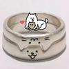 1/2 pezzi Nuovo Anello Coppia Gatto Cane Animale Adorabile per Coppia Fatto a Mano Aperto Regolabile Anelli San Valentino Anelli Gioielli di Moda