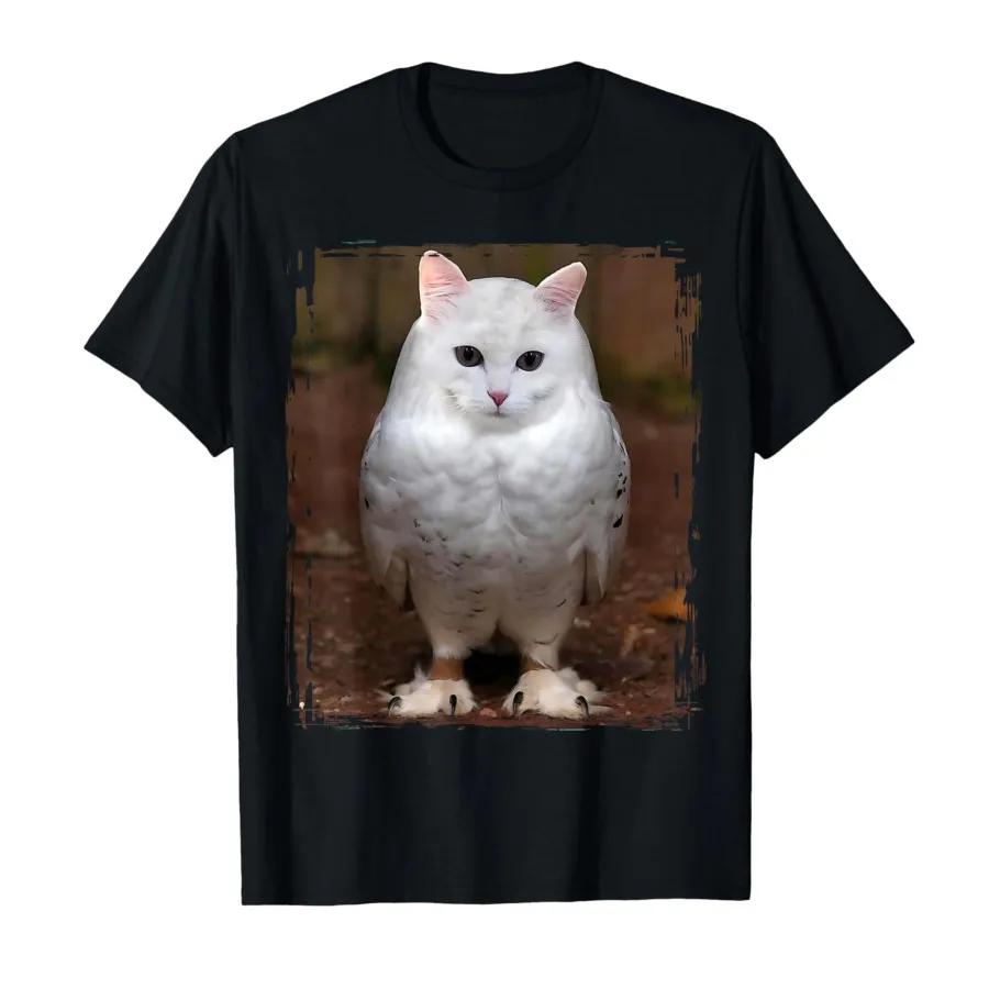 Funny Cute Meowl Cat Owl Viral Internet Printed Trendy Meme T-shirt for Women TShirts Short Sleeve Tops Casual Clothing