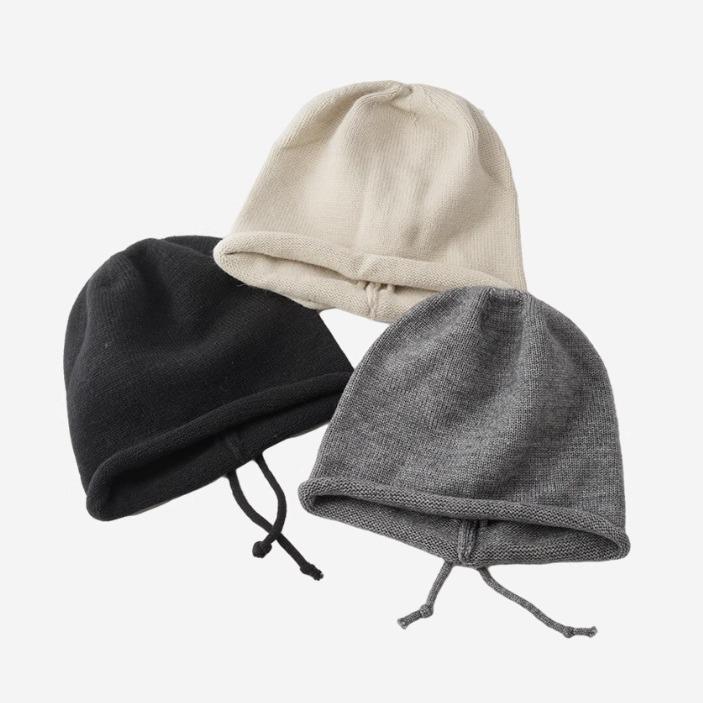 Autumn and Winter Light Board Drawstring Wool Stacking Hat Children Curled Edge Thickened Warm Bag Head Confinement Hat Showing Face Small Pullover