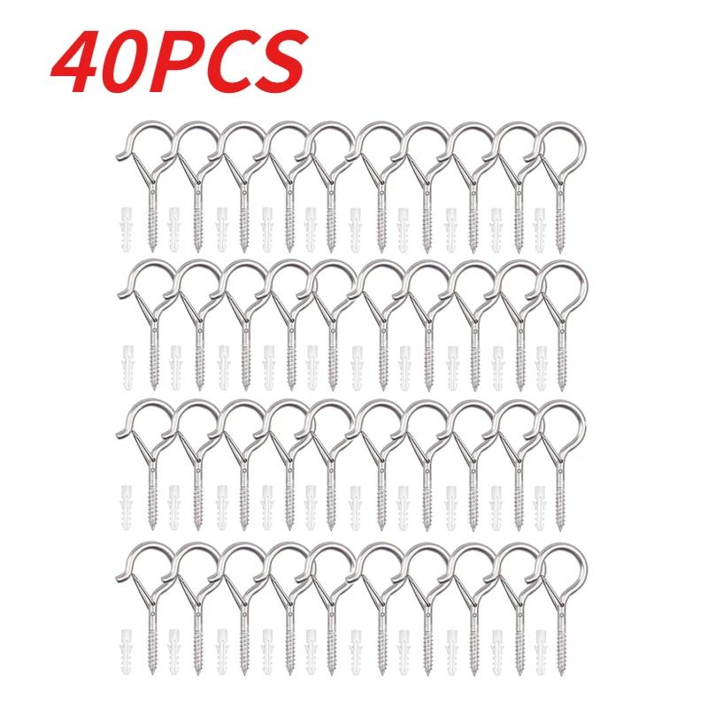 40Pcs Q-type Spring Hook Safety Buckle Anti Drop Pendant Lamp Screw Hook Safety Wall Hanging Strong Load-bearing Screw