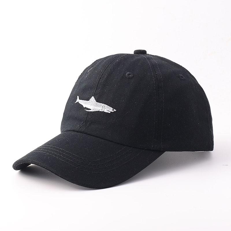 Washed Cotton Baseball Cap Soft Top Shark Embroidery Outdoor All-match Hat