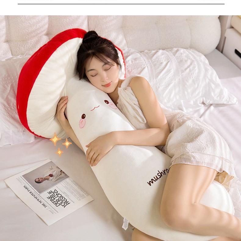 Cozy Mushroom Cartoon Pillow With Embroidered Flower Pattern For Sleep And Lounge Comfort
