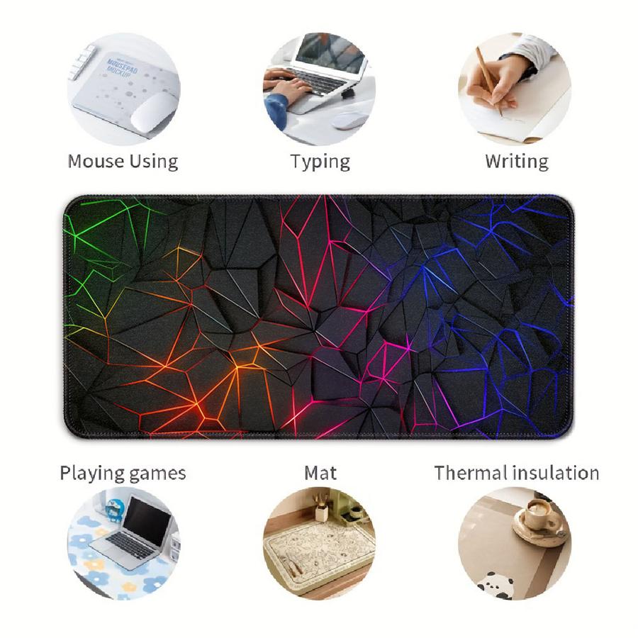 Mouse Pad Computer Laptop Pad Desk Accessories Office Pad Keyboard Mouse Pad Game Console Pad Rubber Polygon Multicolored