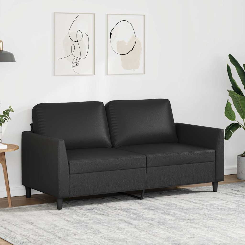 Vidaxl 2-Osobowa Sofa, Czarna, 140 Cm, Sztuczna Skóra