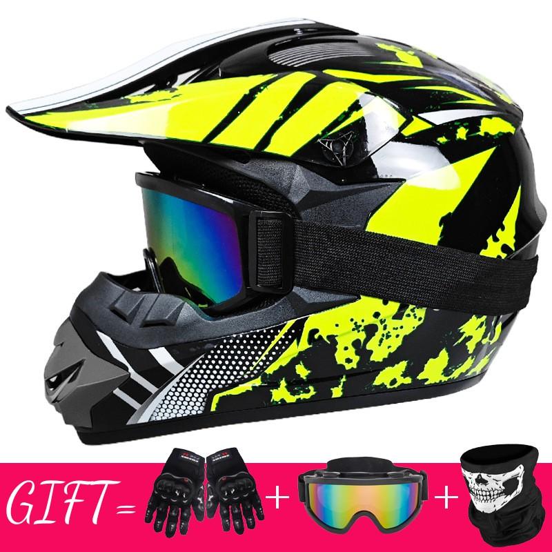 Full Face Mountain Bike Helmet With Goggles Gloves Mask Downhill MTB Trail Riding