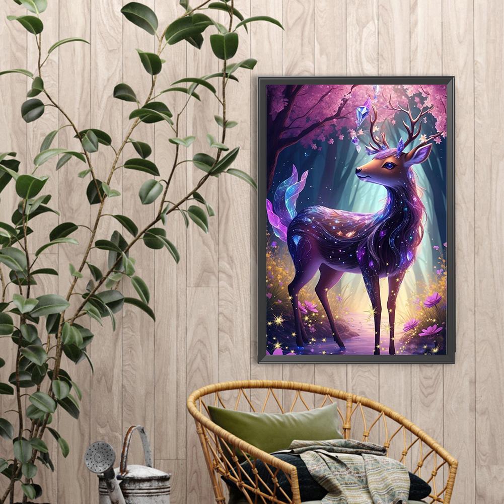 5D DIY Full Round Drill Diamond Painting Glow Deer Kit Home Decoration 40x60cm