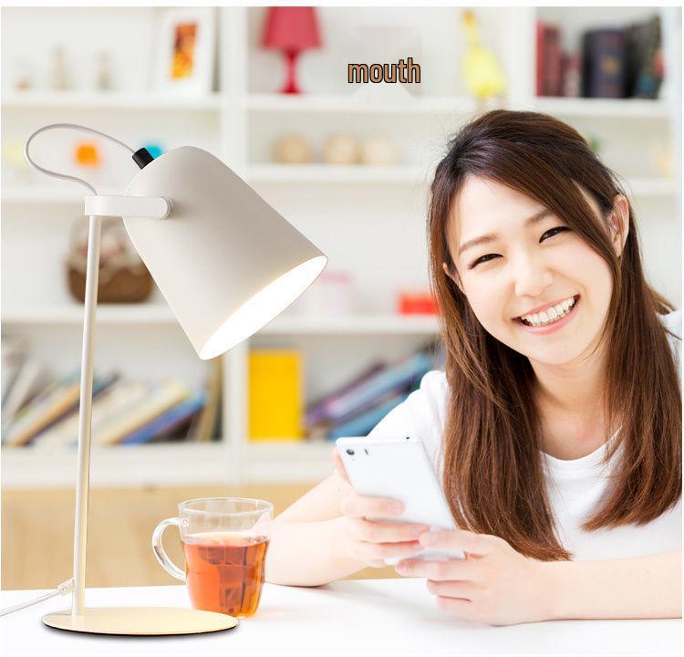 Nordic Minimalist LED Desk Lamp for Dorms and Bedrooms - Eye Protection, Plug-in, Ideal for Students.
