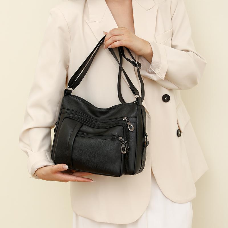 Retro Women's Shoulder Bag Solid Color Multi Pocket Storage for Middle-aged and Elderly Mothers Crossbody Bag Small Square Bag