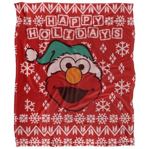 Sesame Street Silky Christmas Sweater Elmo Supersoft Blanket