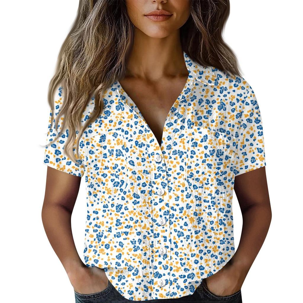 Damskie Bluzki Bawełniano-Lniane Koszule z Krótkim Rękawem Luźne Boho T-shirty Vintage Bluzki