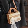 2025 new niche design fashion high sense straw woven portable Princess Diana bag foreign style versatile contrasting color messenger women's bag