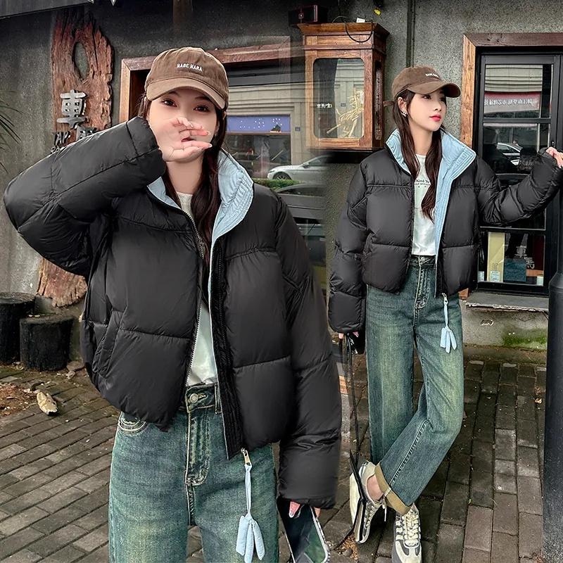 New Loose Casual Stand Collar Parkas Women Fashion Thickened Coats Women Elegant Solid Short Padded Jackets Female Ladies